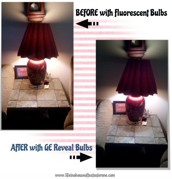 Before and After - Living Room Lamp - GE Reveal Review - Life in a House of Testosterone