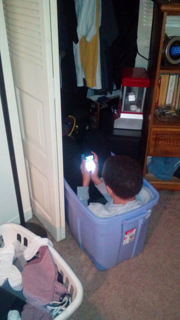 My J-Man Chilling in the Tote and Texting