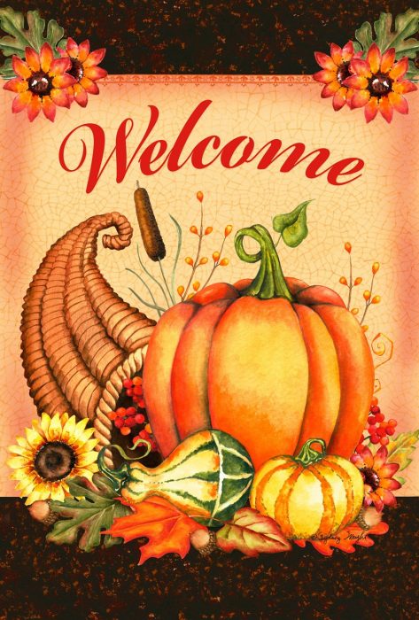 Welcome Cornucopia Garden Flag 