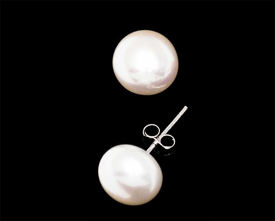 Pearl & Clasp White Pearl Button Earrings