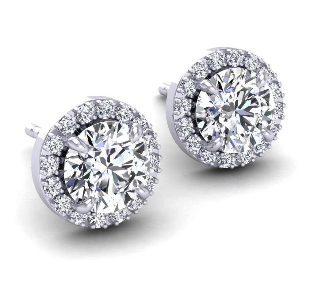 Swarovski Pave Halo White Gold Earrings