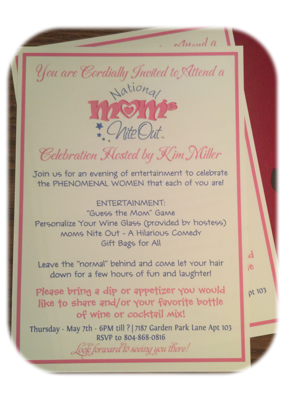 #NMNO15 - Mom's Nite Out Keepsake Invitations