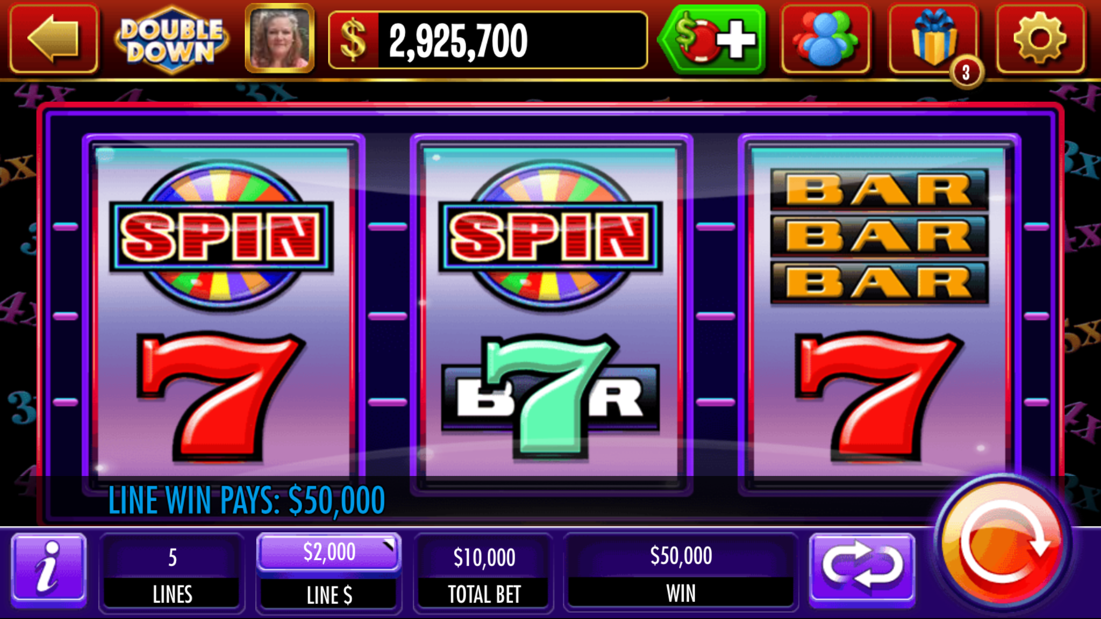 $50,000 Line Payout in DoubleDown Casino