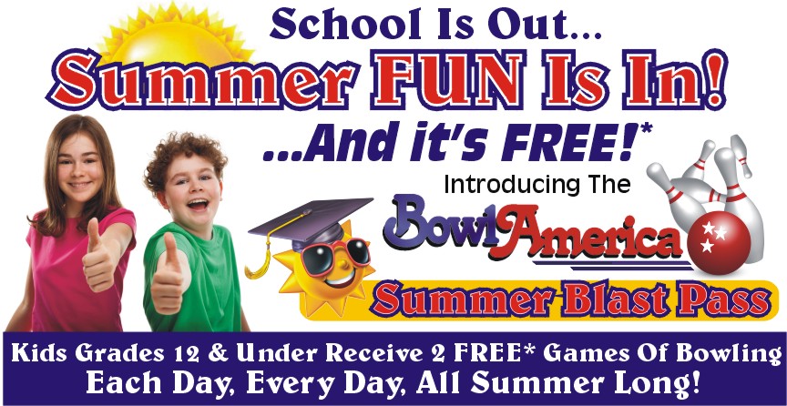 Bowl America Summer Blast Pass - Kids Grades K-12 receive 2 FREE games of bowling EVERY DAY all summer long  •|• Summer Family Fun in Central Virginia on a Budget from Life in a House of Testosterone