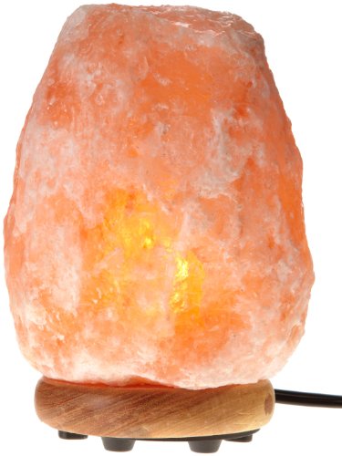 WBM Himalayan Glow Hand Carved Natural Crystal Himalayan Salt Lamp with Genuine Neem Wood Base, Bulb and Dimmer Control, 8-to-9-Inch, 8-to-11-Pounds