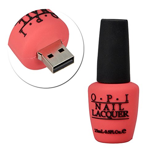 PORTWORLD 16GB USB 2.0 Flash Drive Unique Nail Polish Bottle Shaped Memory Stick Rose