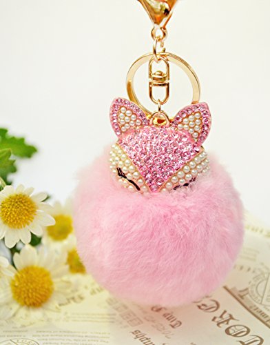 GOBUNNY Genuine Fur BallHand Therapy Stress Ball Key Chain Toys – with Amazing Touch2.5inches-Pink