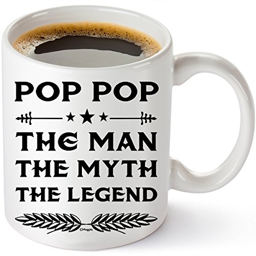 Muggies Pop Papa Mug – Gift For Dad And Grandpa! Coffee Tea 11oz Cup. Unique Gifts For Men & Husband! Christmas, Birthday, Fathers Day – Pop Pop The Man The Myth The Legend + Woodworking Ebook