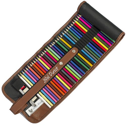 JNW Direct Colored Pencils Set with 48 beautiful colors and a bonus roll-up case with accessories is just what your little artist will be craving this year!