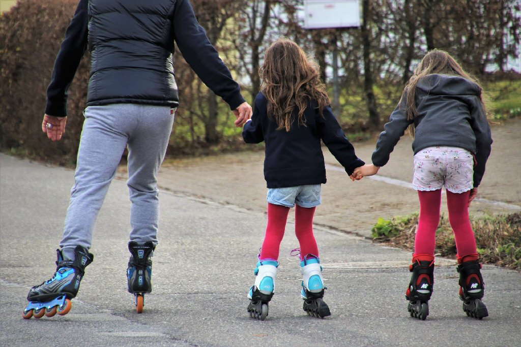 keep active rollerblading sisters