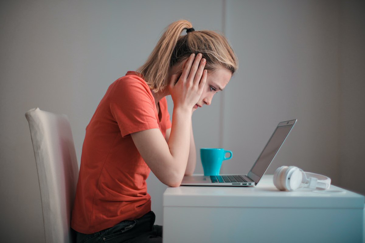 rejected girl at computer