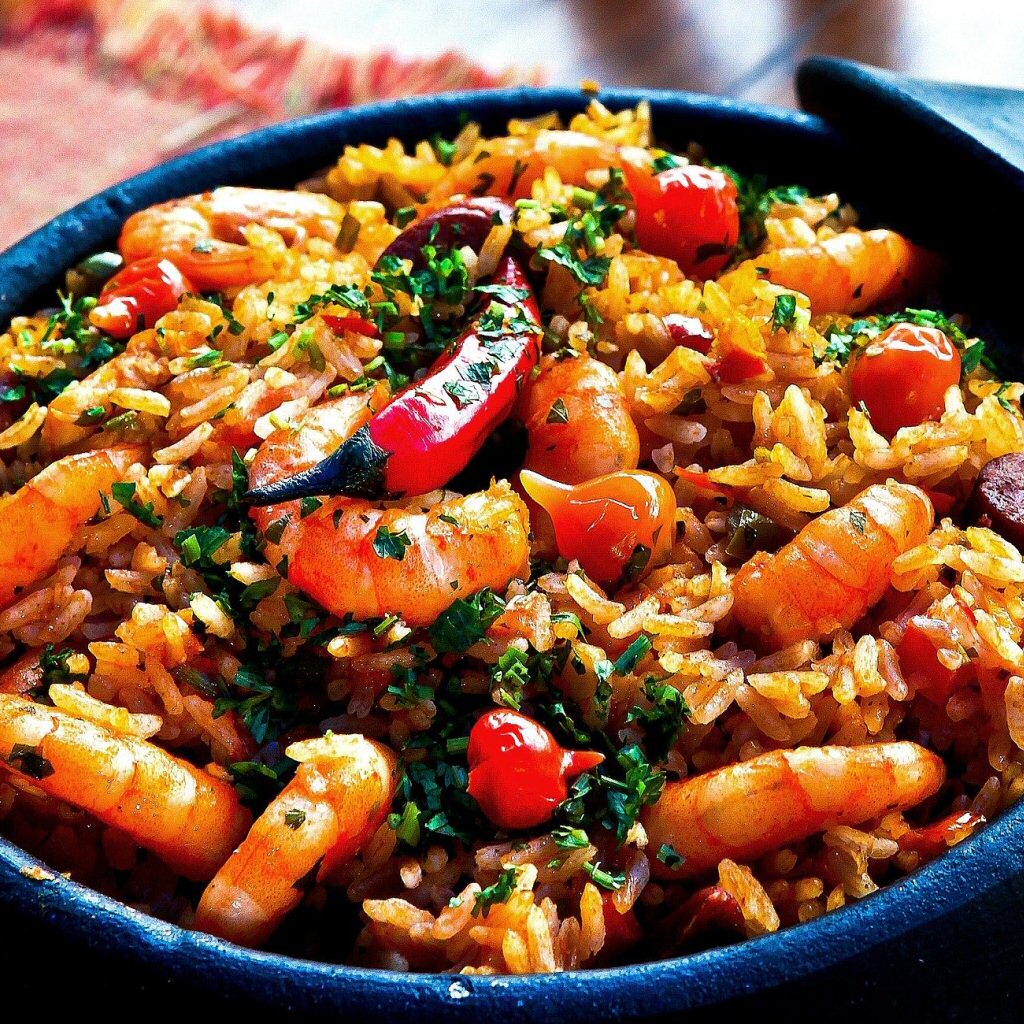 shrimp rice peppers pot dinner