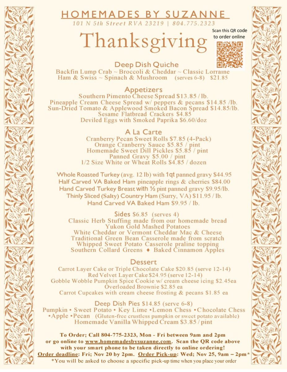 homemades by suzanne thanksgiving 2020 menu