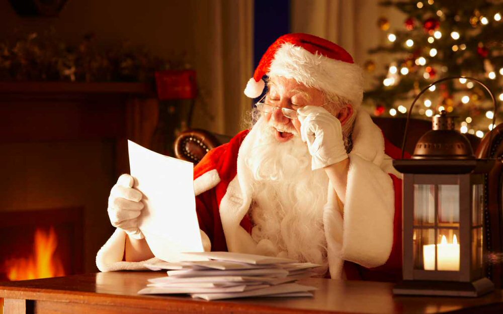 santa reading letter from child