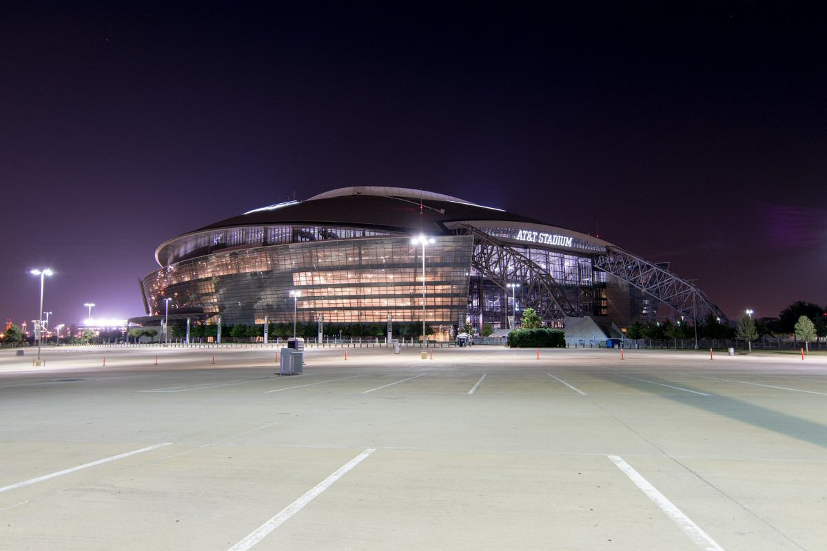 football stadium and parking lot