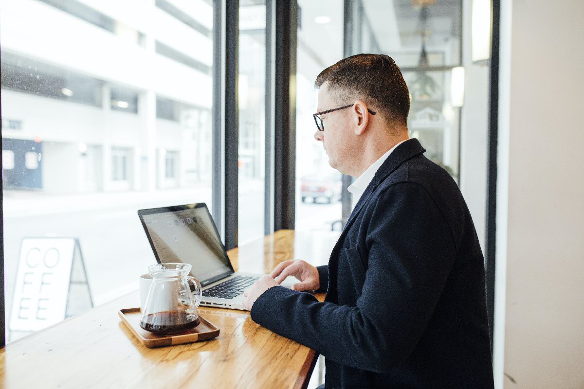 man at computer