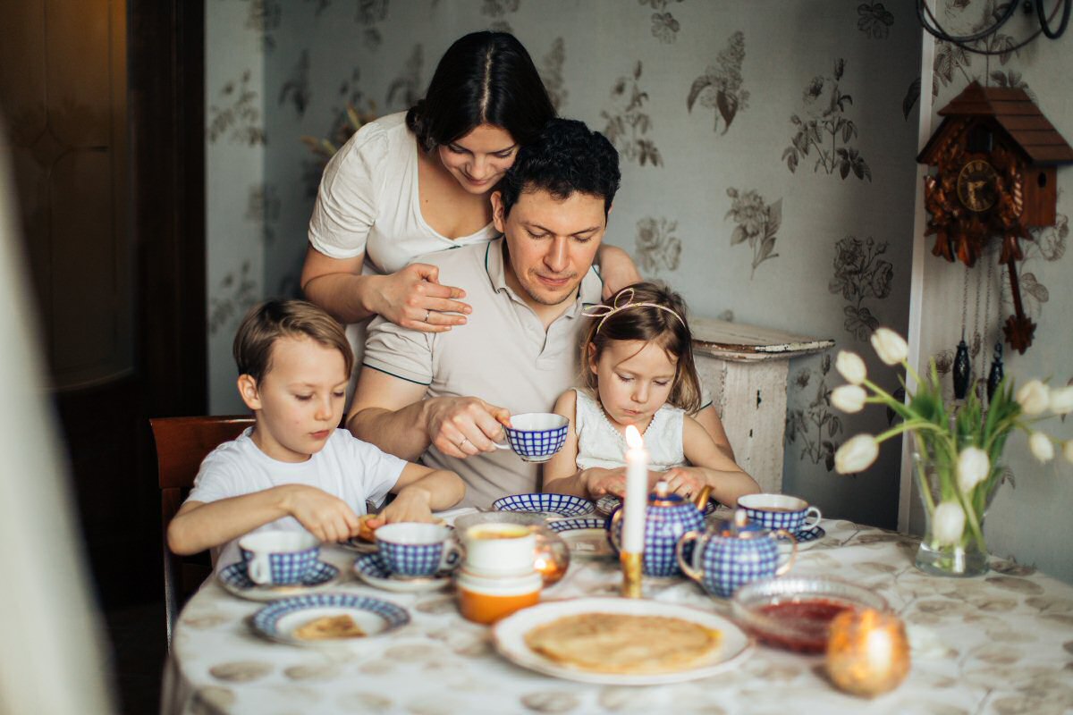 family eating together