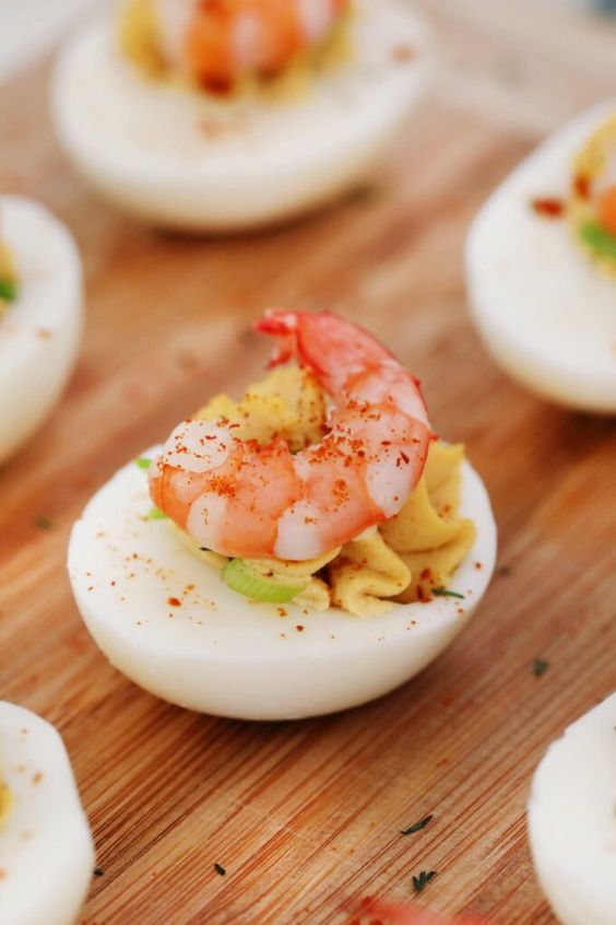 deviled eggs with old bay shrimp